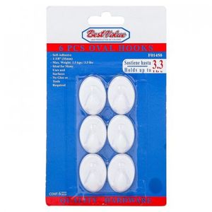 Gancho Best Value Ovalado Blanco 6 Ud Plastico F01450