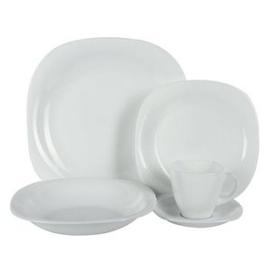 Vajilla Expressions Semi Cuadrada Blanco 20 Pz Vidrio Opal W_20G5