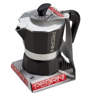 Cafetera Italiana Pedrini Negro Plateado 3 Tz Aluminio P9113