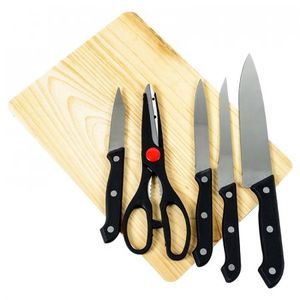 Cuchillos Excellhouse Tijera+Tabla 6Pz 12Cm Madera Acero 404000