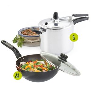 Olla P + Wok Universal Plateado 6 Lt Aluminio L24616