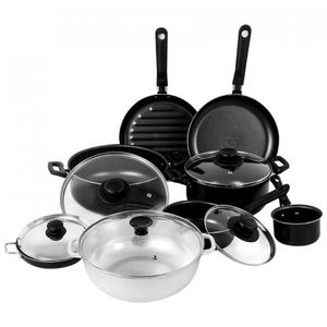 Bateria +Caldero Universal Negro 11 Pz Aluminio L39186