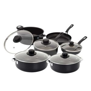 Bateria7Pz+2Calderos Universal Negro Aluminio Antiadherente L3