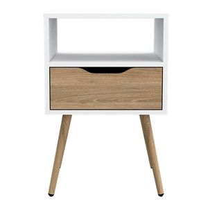 Mesa Noche Rta Otom 40X63X35Cm Rovere Blanco Aglomerado Mbr 6077