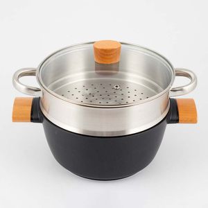 Olla Con Vaporera 5 Five 24 Cm Negro Plateado Aluminio 151405