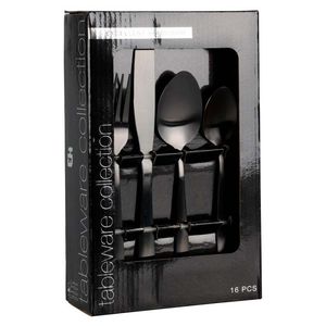 Cubiertos Excellent Houseware Negro 16 Pz Acero Inoxidable Cc410
