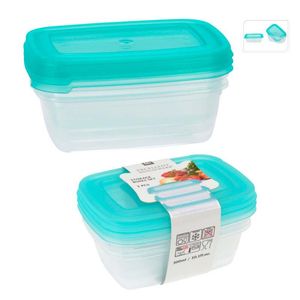 Recipiente Excellhouse 3 Ud Turquesa 300 Ml Polipropileno 0240