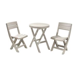 Mesa+ 2 Sillas Rimax Plegable 60X74X60Cm Taupe Plastico 13008