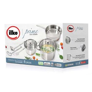 Bateria De Ollas Ilko Plateado 8 Pz Acero Inoxidable 1123969