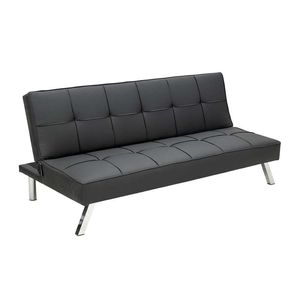 Sofacama Expressions 167X80X74Cm Negro Cuero Sintetico Kj3244-A