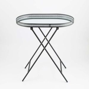 Mesa Auxiliar Expressions 50X56X30Cm Negro Vidrio Ge10D 00027