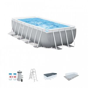 Piscina Estructural Intex Rectangular 488X244X107Cm Gris Claro 1
